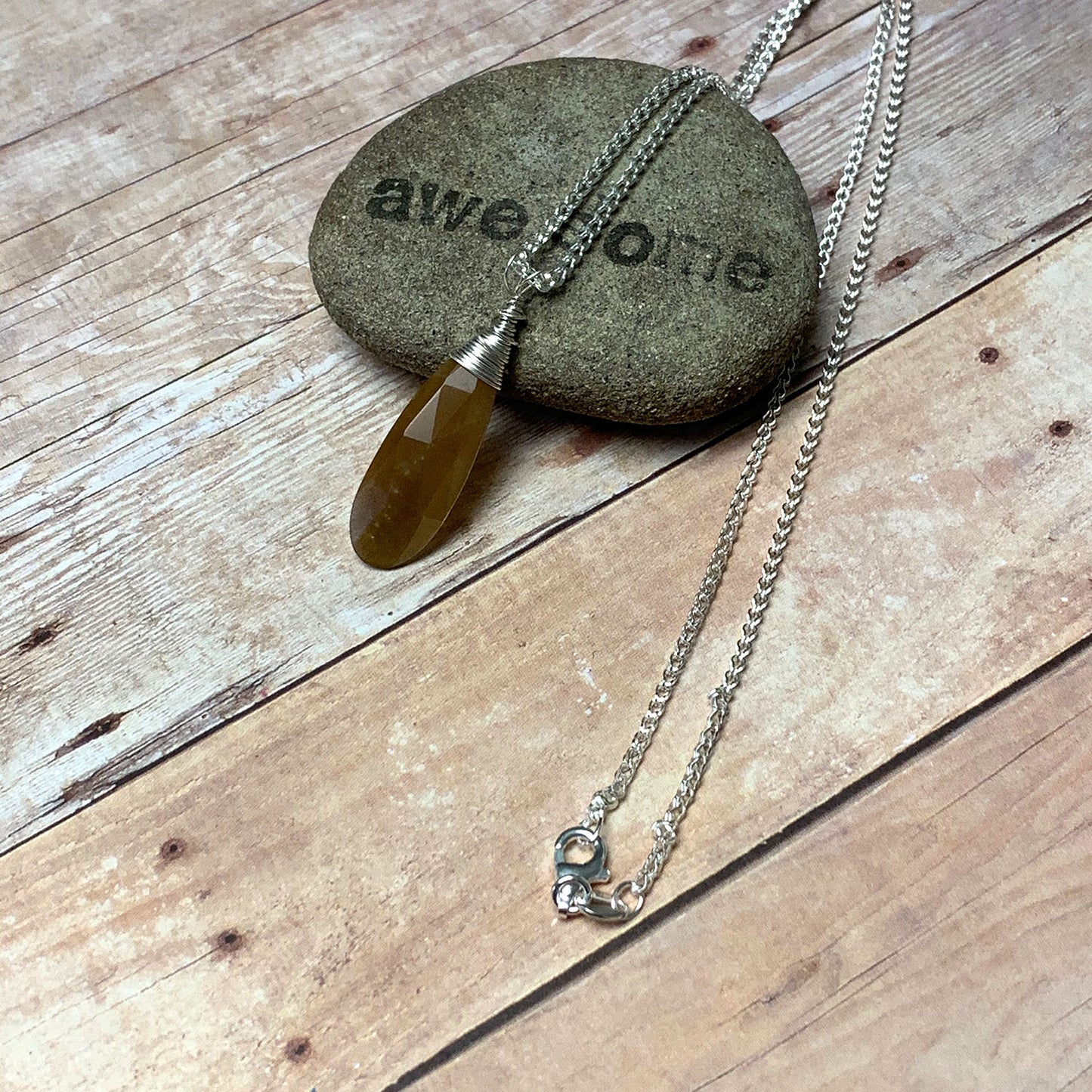 STERLING SILVER GOLDEN SHEEN SAPPHIRE NECKLACE - EXPRESS MYSELF TALISMAN