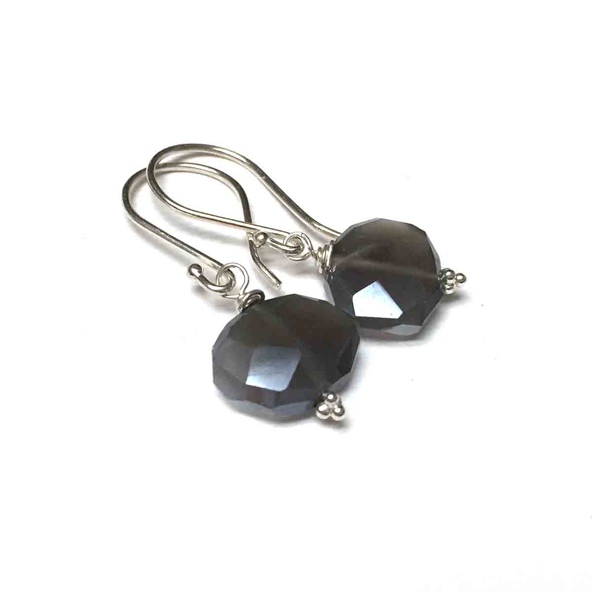 STERLING SILVER GREY MOONSTONE EARRINGS - INNER BEAUTY TALISMAN