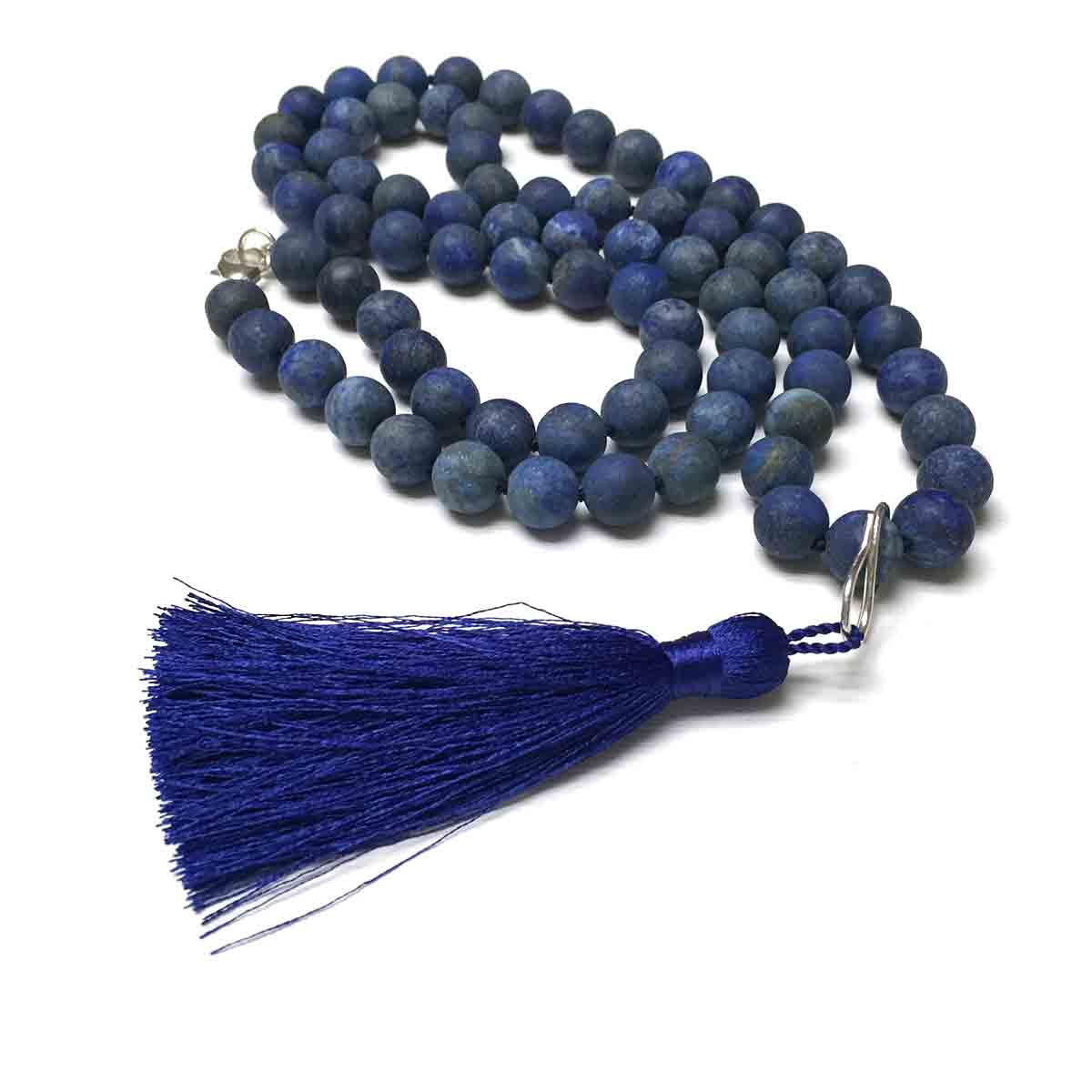 STERLING SILVER HAND SILK KNOTTED SODALITE NECKLACE - INNER PEACE TALISMAN
