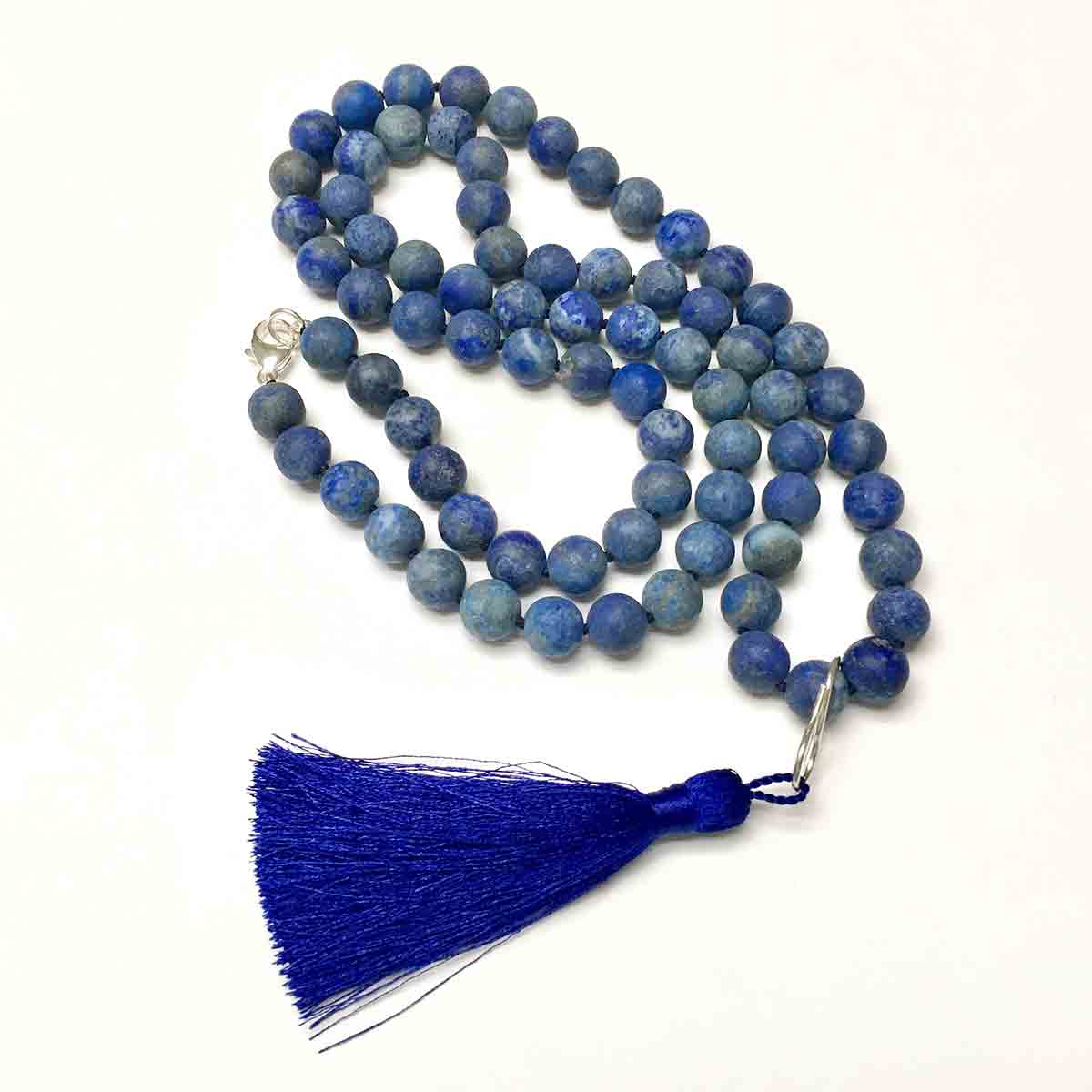 STERLING SILVER HAND SILK KNOTTED SODALITE NECKLACE - INNER PEACE TALISMAN