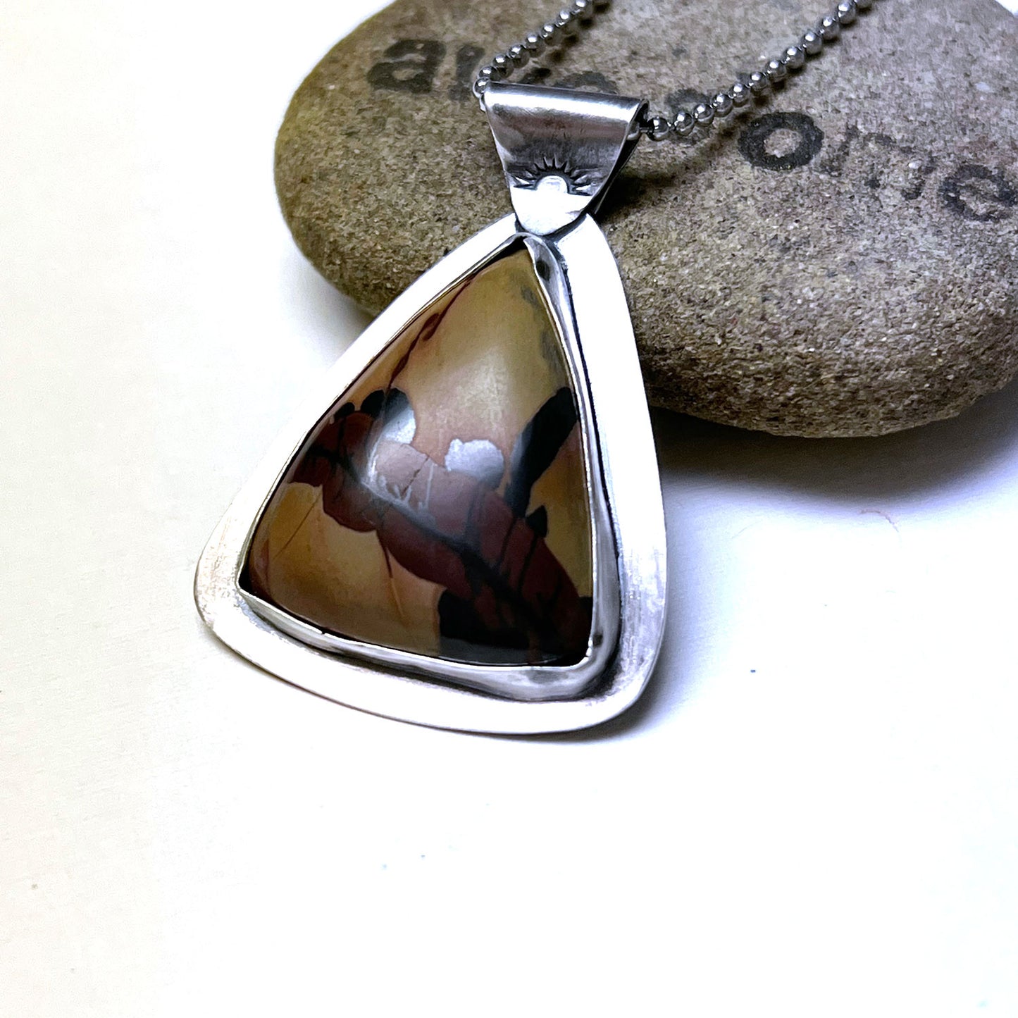 STERLING SILVER INDIAN PAINT STONE JASPER NECKLACE - MOTHER EARTH TALISMAN