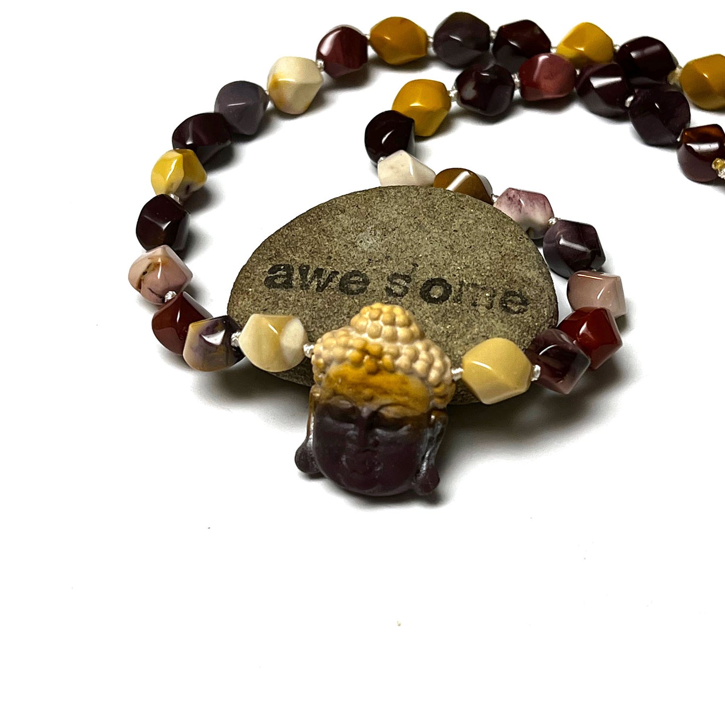 STERLING SILVER MOOKAITE CARVED BUDDHA NECKLACE - CELEBRATING CHANGE TALISMAN