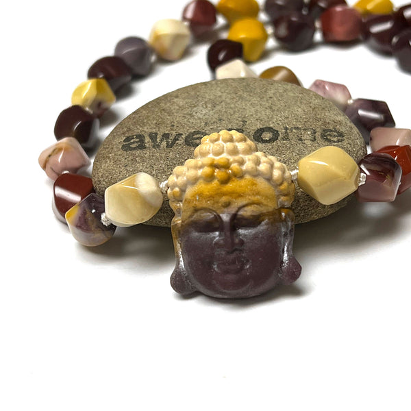 STERLING SILVER MOOKAITE CARVED BUDDHA NECKLACE - CELEBRATING CHANGE TALISMAN