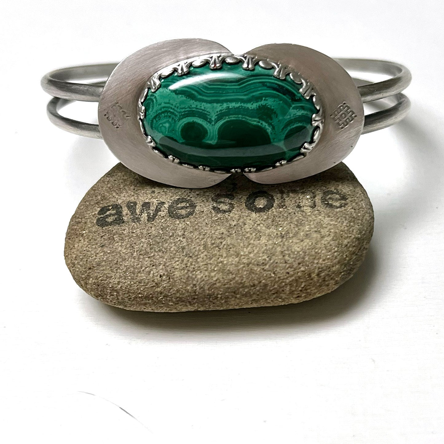 STERLING SILVER MALACHITE BANGLE - VISION TALISMAN