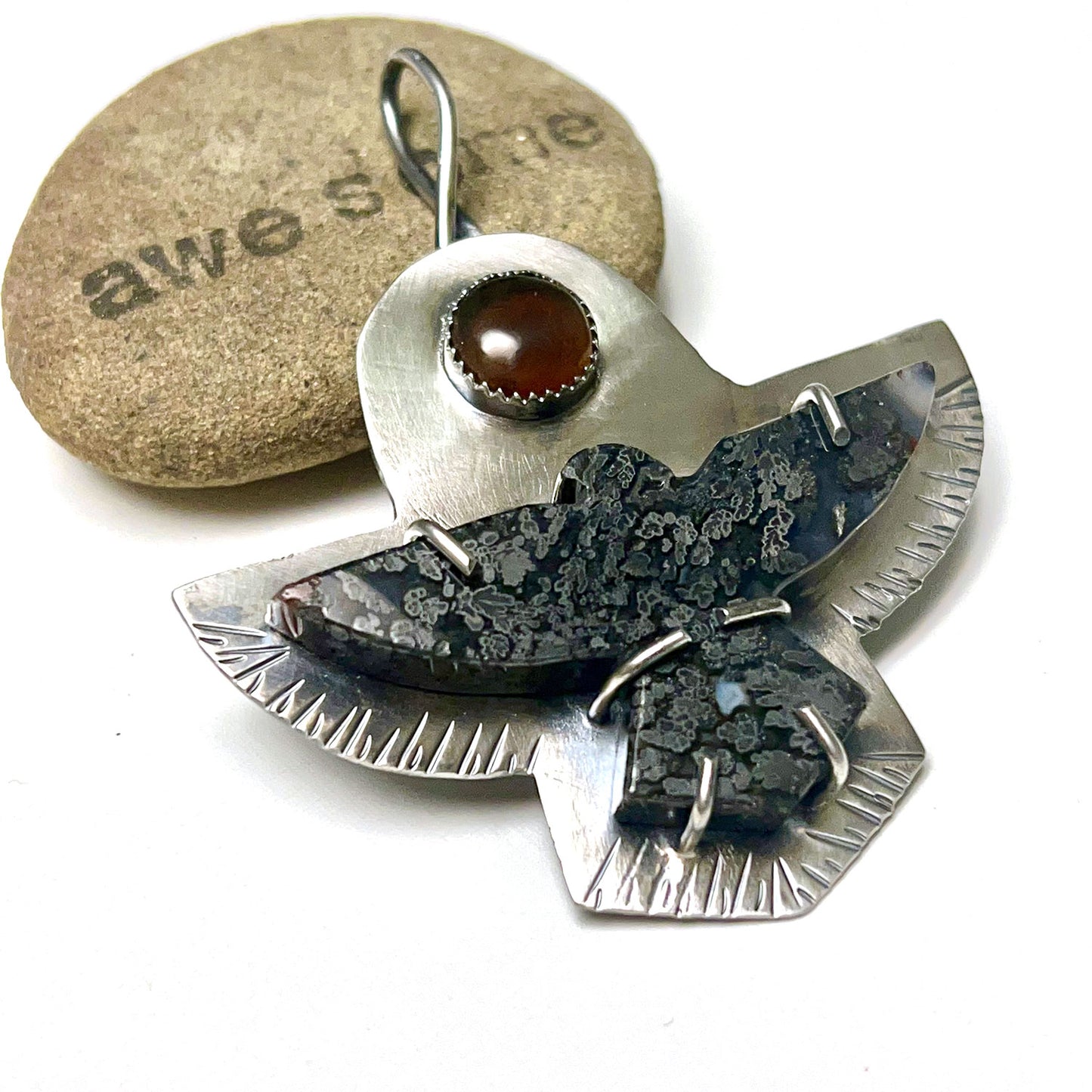 STERLING SILVER MARCASITE RAVEN NECKLACE - EQUALITY TALISMAN