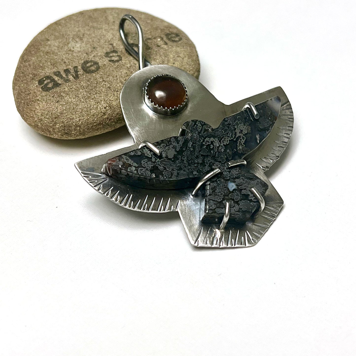 STERLING SILVER MARCASITE RAVEN NECKLACE - EQUALITY TALISMAN