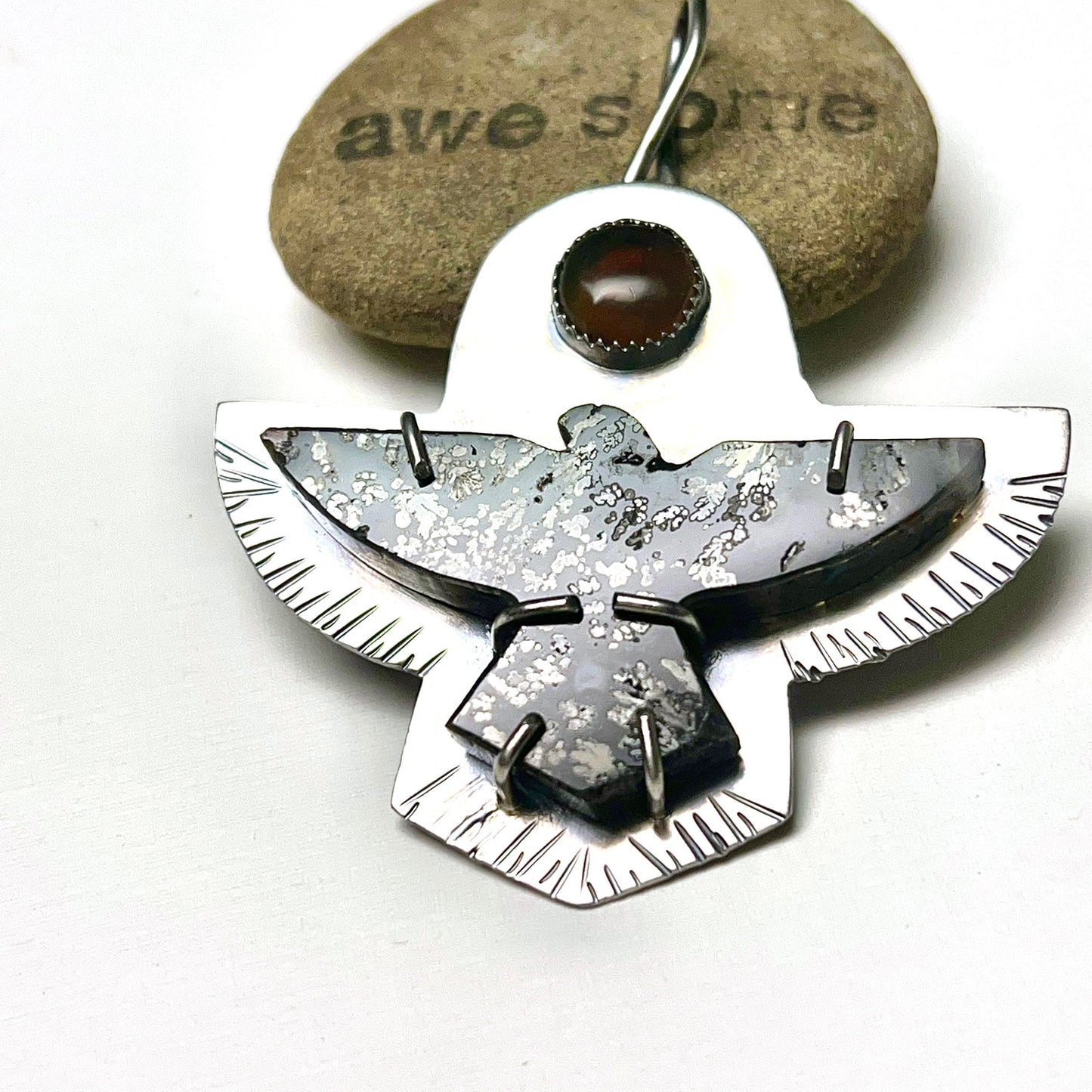 STERLING SILVER MARCASITE RAVEN NECKLACE - EQUALITY TALISMAN