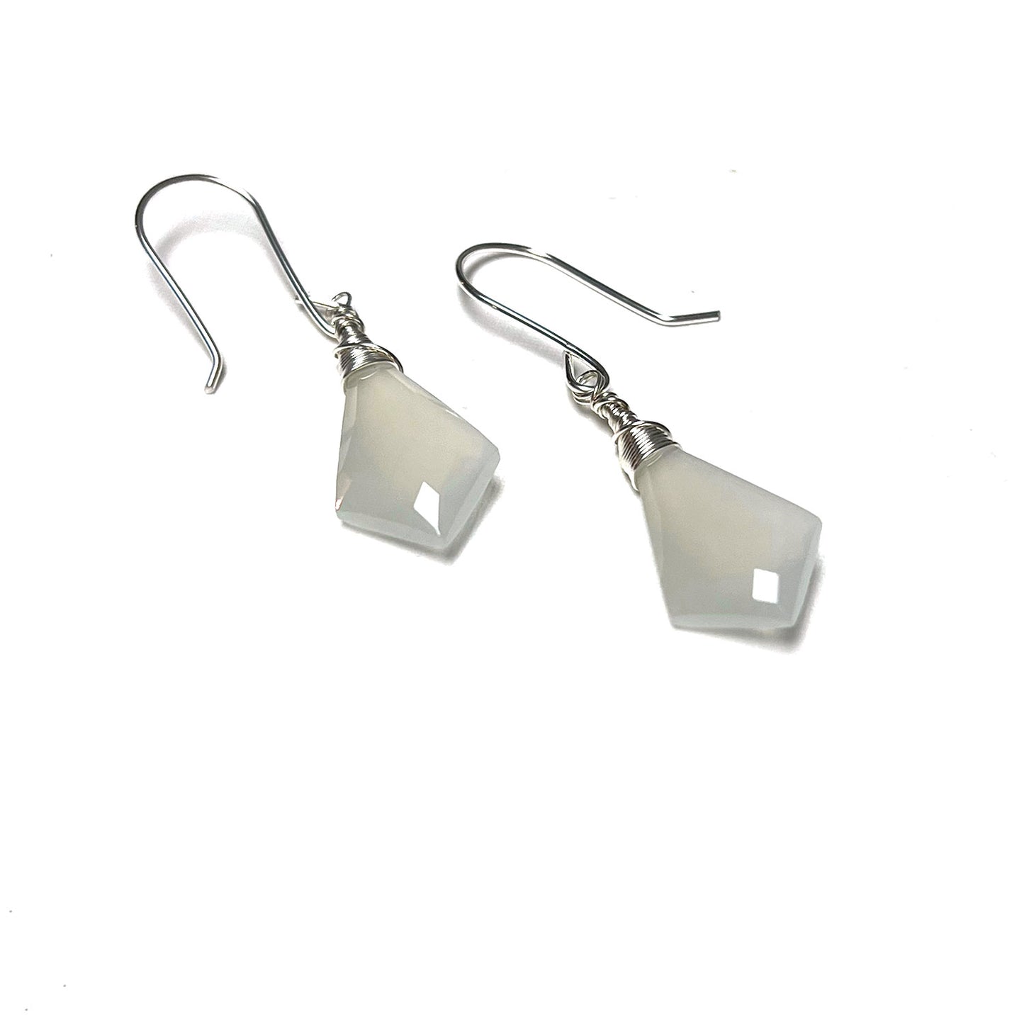 STERLING SILVER/GOLD FILLED WHITE FACETED MOONSTONE EARRINGS - INNER BEAUTY TALISMAN