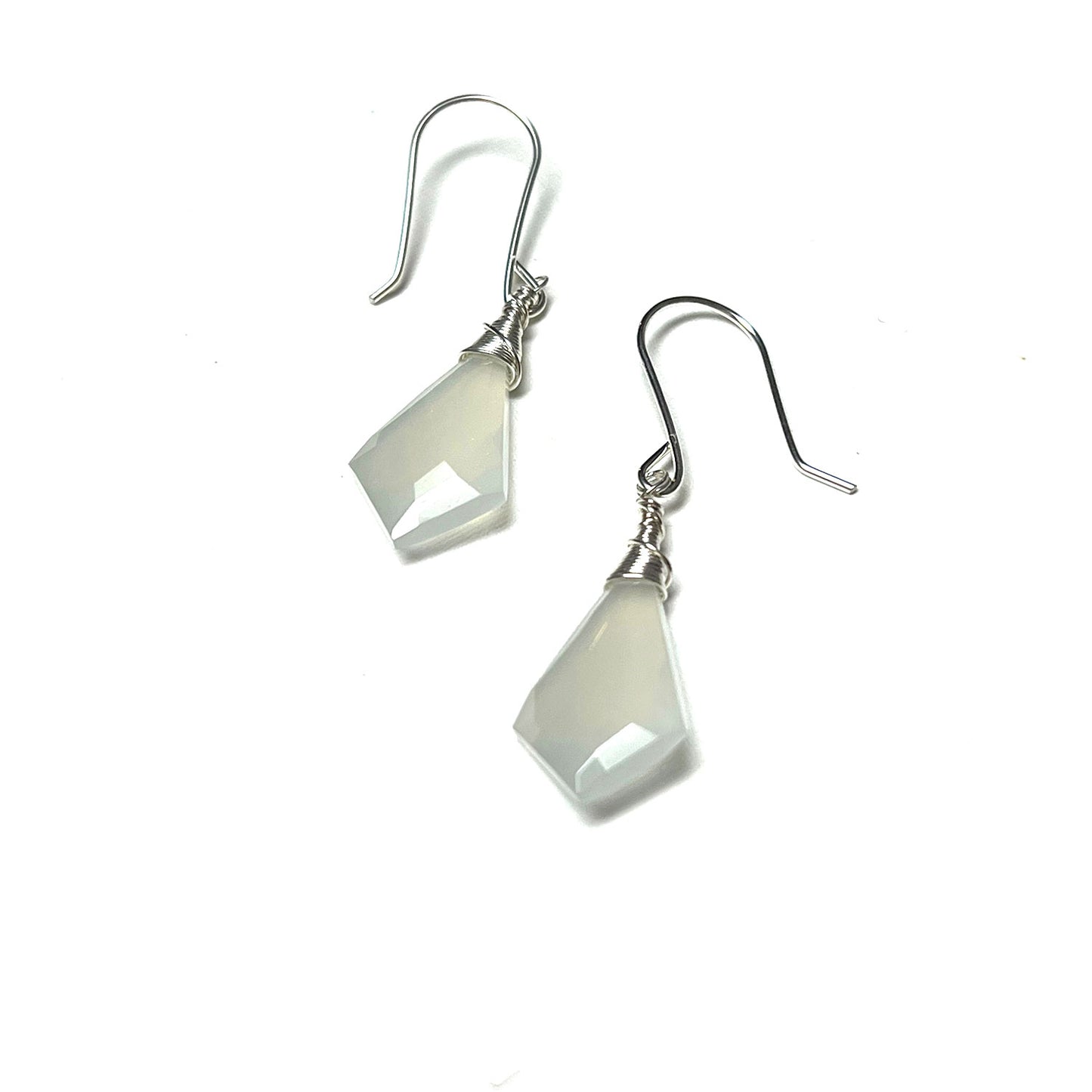 STERLING SILVER/GOLD FILLED WHITE FACETED MOONSTONE EARRINGS - INNER BEAUTY TALISMAN