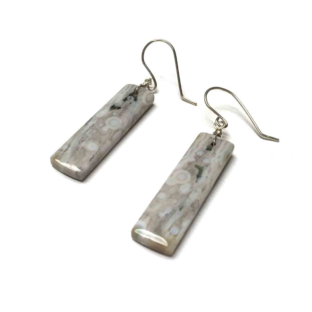 STERLING SILVER OCEAN JASPER RECTANGLE EARRINGS - ELEVATION OF SPIRIT TALISMAN
