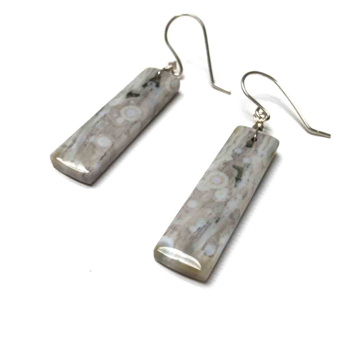STERLING SILVER OCEAN JASPER RECTANGLE EARRINGS - ELEVATION OF SPIRIT TALISMAN