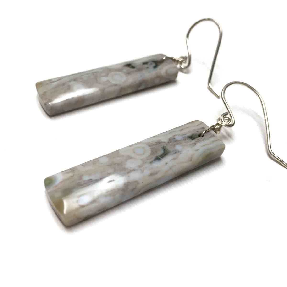 STERLING SILVER OCEAN JASPER RECTANGLE EARRINGS - ELEVATION OF SPIRIT TALISMAN