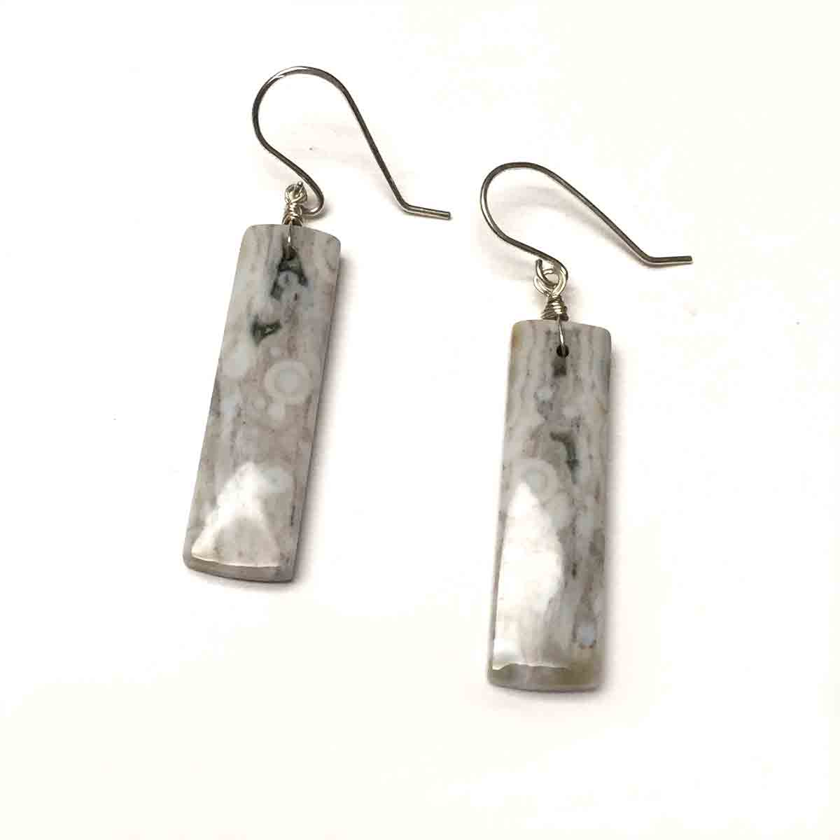 STERLING SILVER OCEAN JASPER RECTANGLE EARRINGS - ELEVATION OF SPIRIT TALISMAN