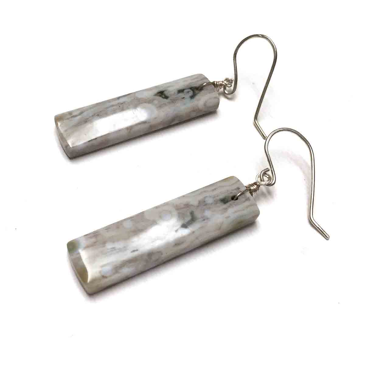 STERLING SILVER OCEAN JASPER RECTANGLE EARRINGS - ELEVATION OF SPIRIT TALISMAN