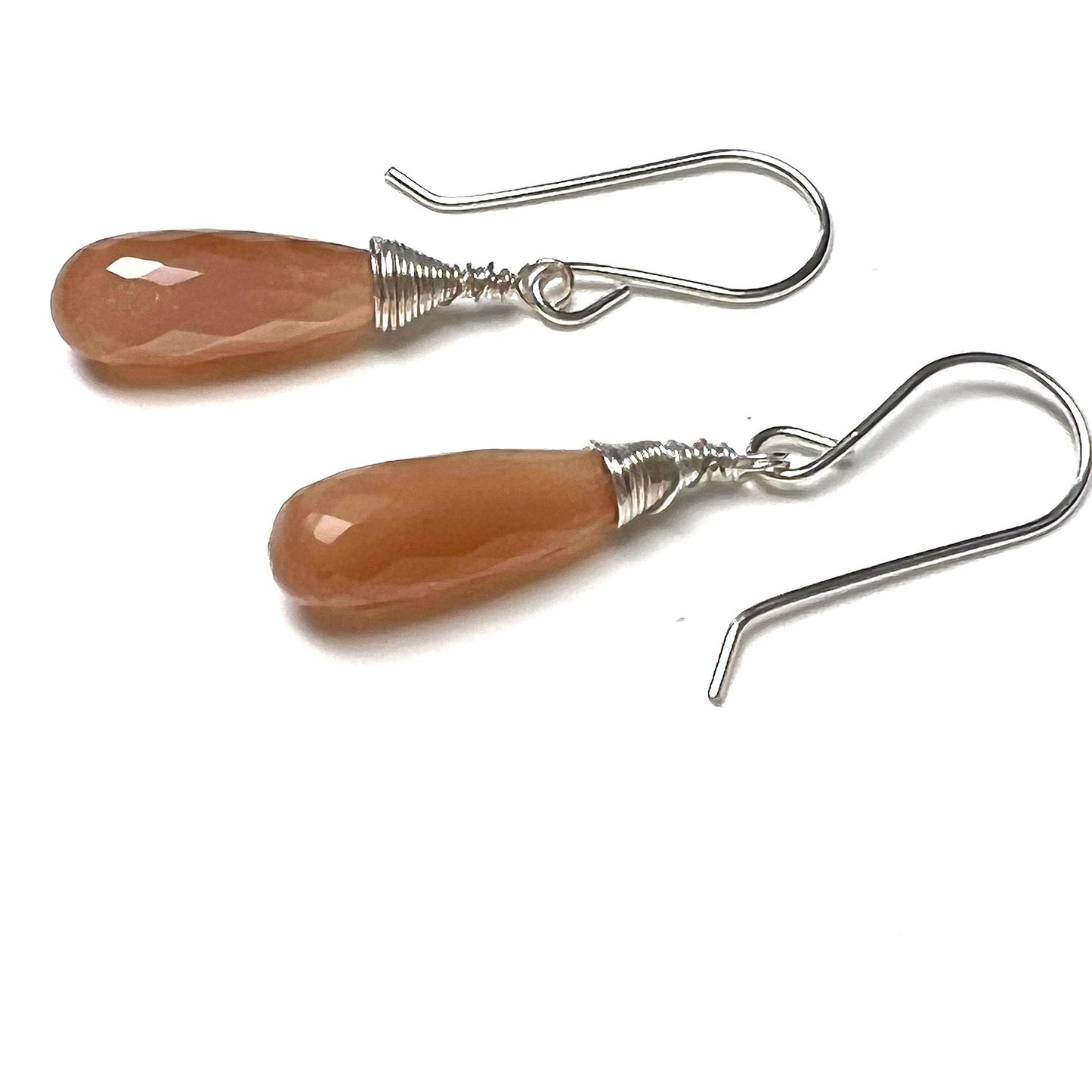 STERLING SILVER PEACH MOONSTONE EARRINGS - INNER BEAUTY TALISMAN