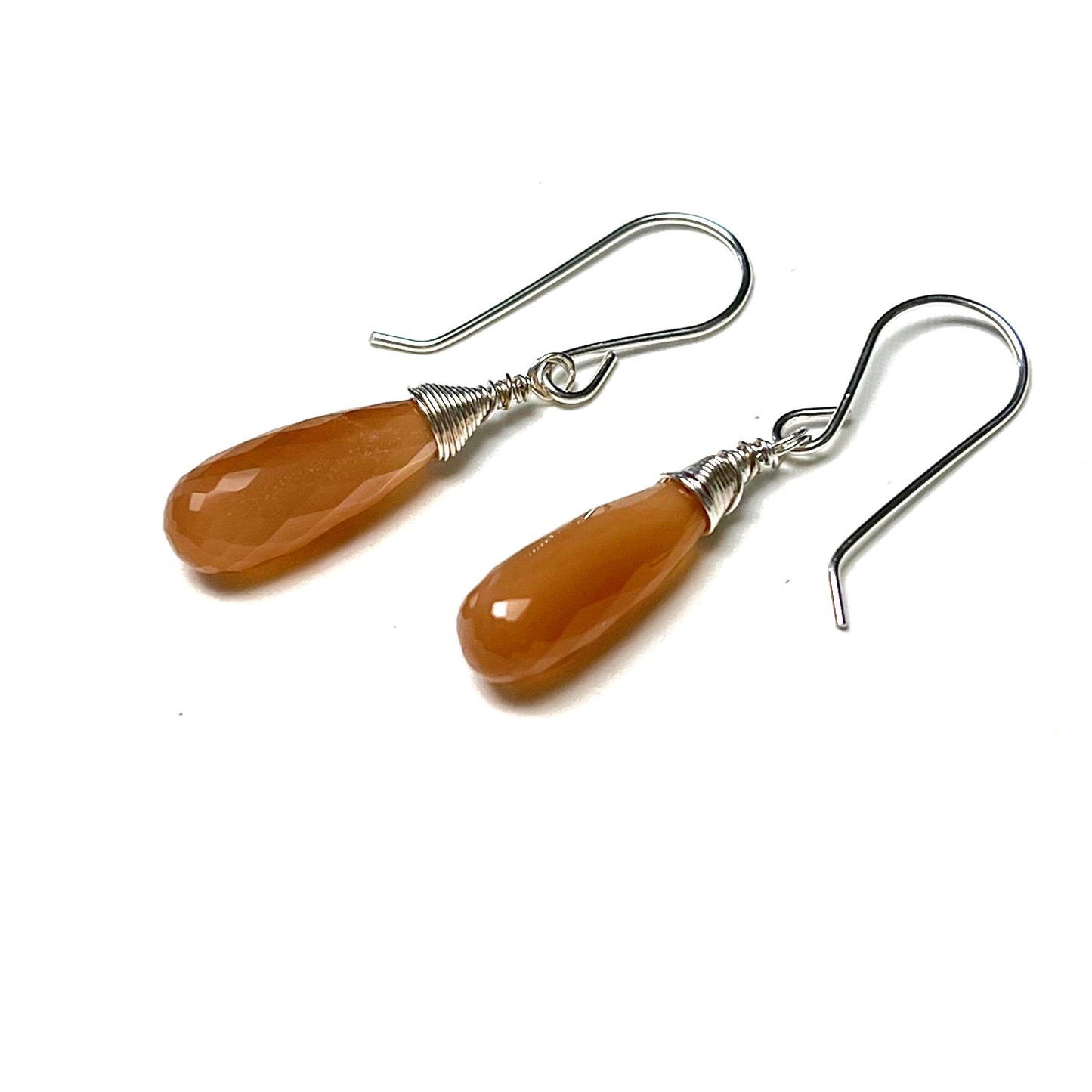 STERLING SILVER PEACH MOONSTONE EARRINGS - INNER BEAUTY TALISMAN