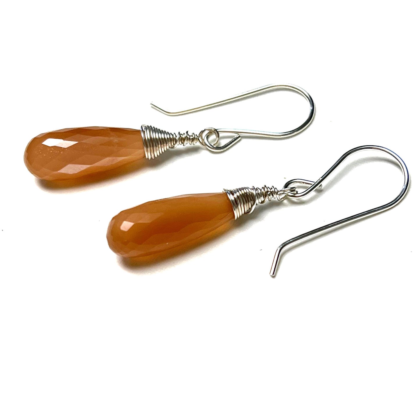 STERLING SILVER PEACH MOONSTONE EARRINGS - INNER BEAUTY TALISMAN