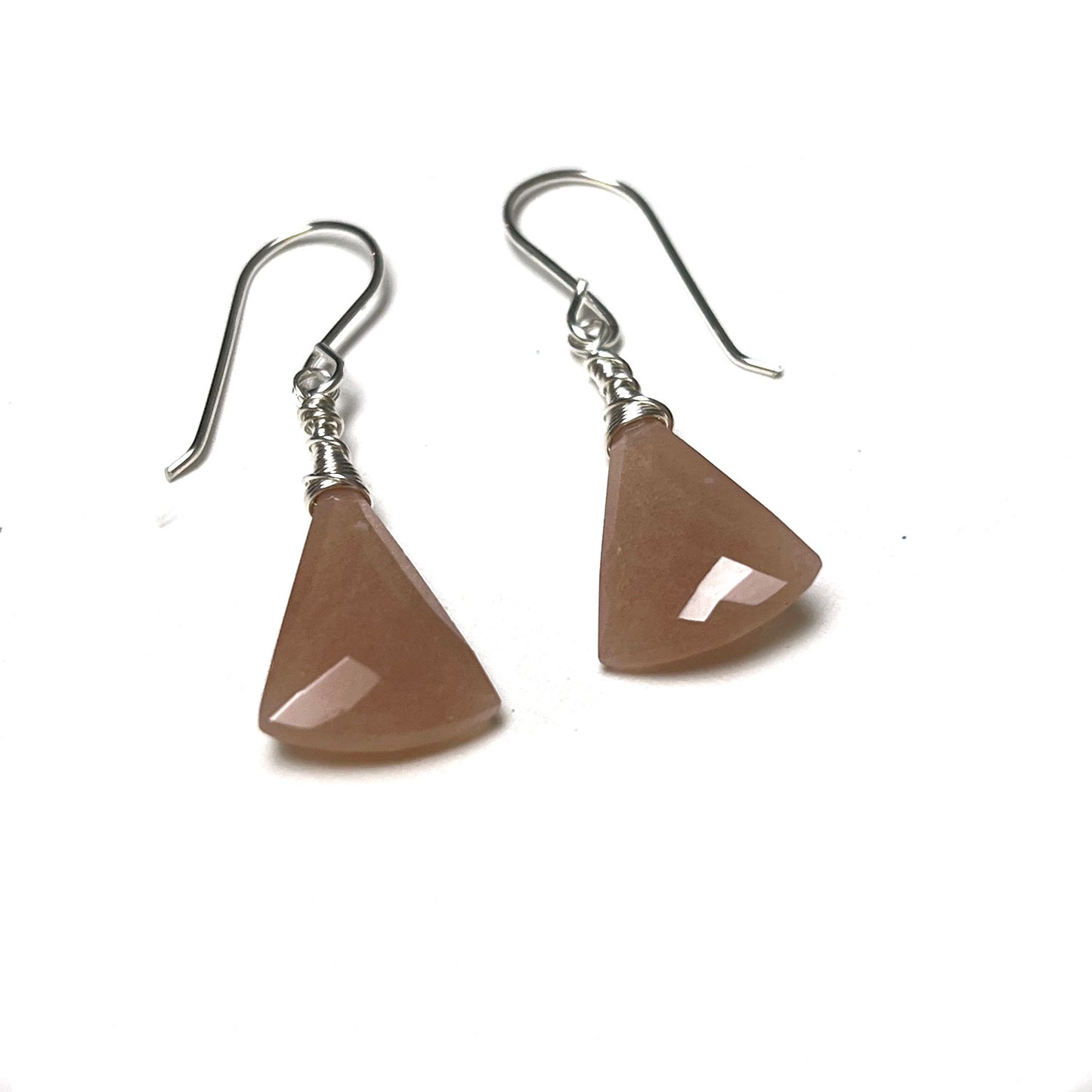 STERLING SILVER PEACH MOONSTONE EARRINGS - INNER BEAUTY TALISMAN