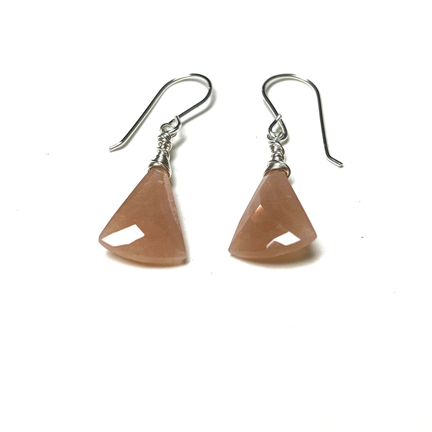STERLING SILVER PEACH MOONSTONE EARRINGS - INNER BEAUTY TALISMAN