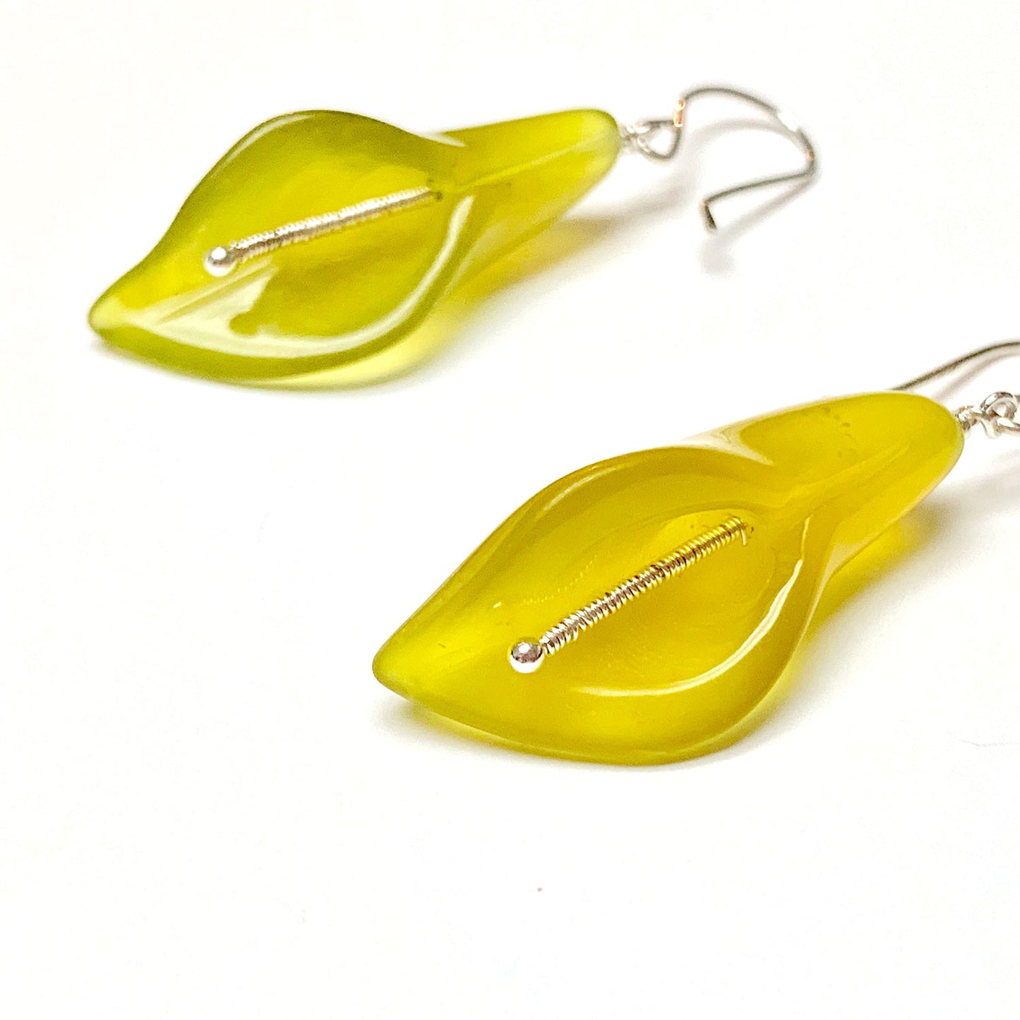 STERLING SILVER PERIDOT FLOWER EARRINGS - WARMTH AND ABUNDANCE TALISMAN