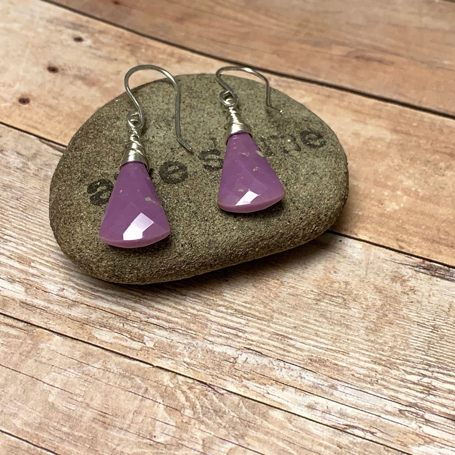STERLING SILVER PHOSPHOSIDERITE EARRINGS - SPIRITUAL AWAKENING TALISMAN