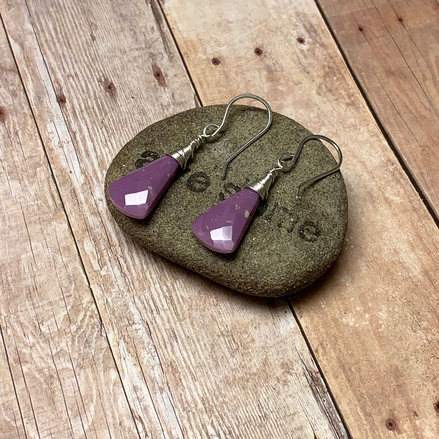 STERLING SILVER PHOSPHOSIDERITE EARRINGS - SPIRITUAL AWAKENING TALISMAN