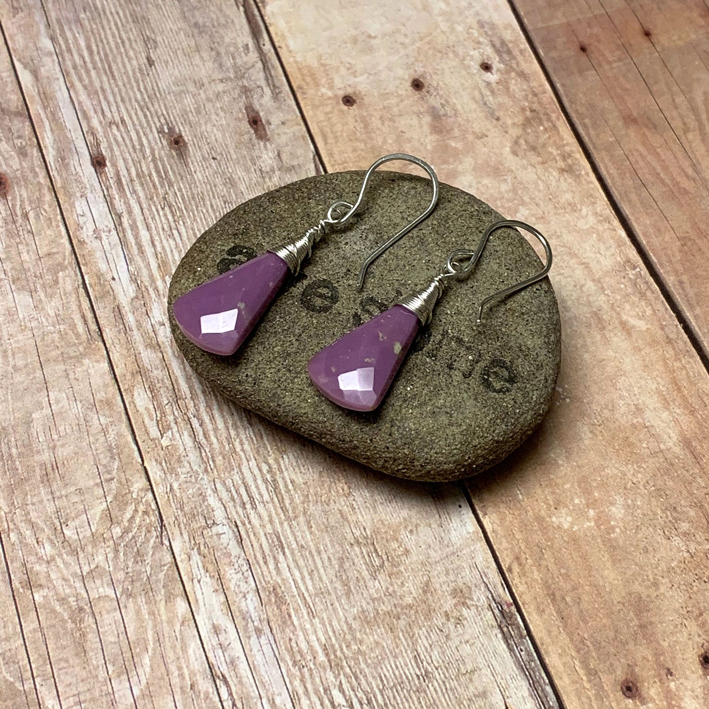 STERLING SILVER PHOSPHOSIDERITE EARRINGS - SPIRITUAL AWAKENING TALISMAN