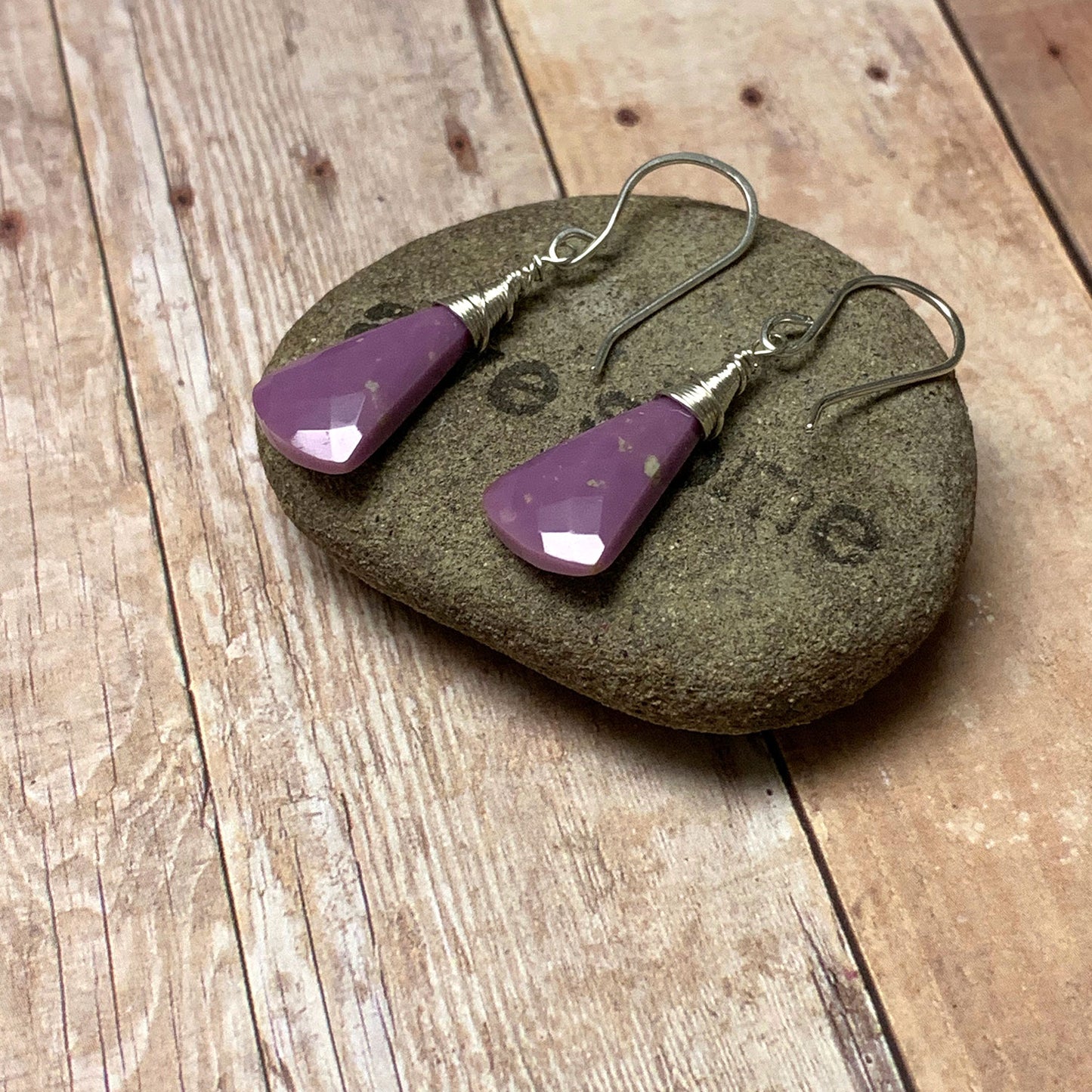 STERLING SILVER PHOSPHOSIDERITE EARRINGS - SPIRITUAL AWAKENING TALISMAN