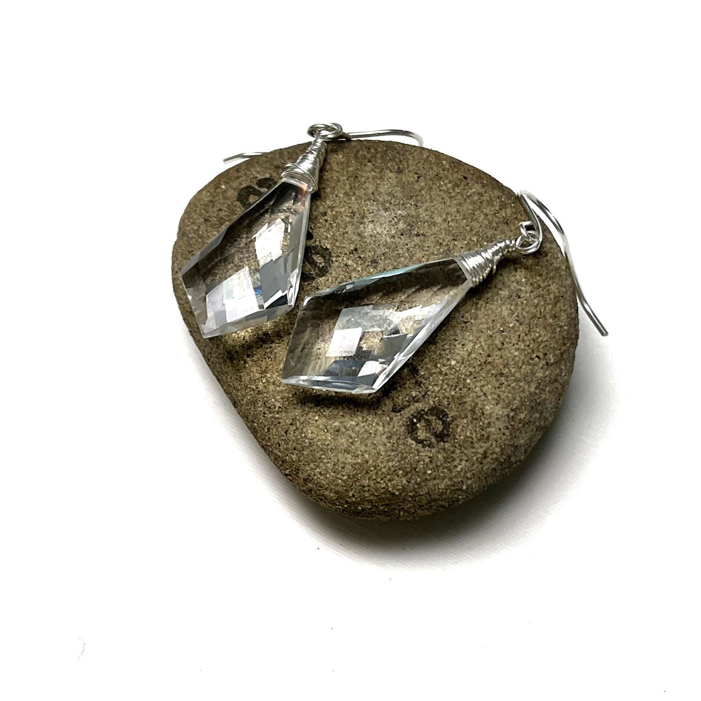 STERLING SILVER CLEAR QUARTZ EARRINGS - POWER TO ELEVATE TALISMAN