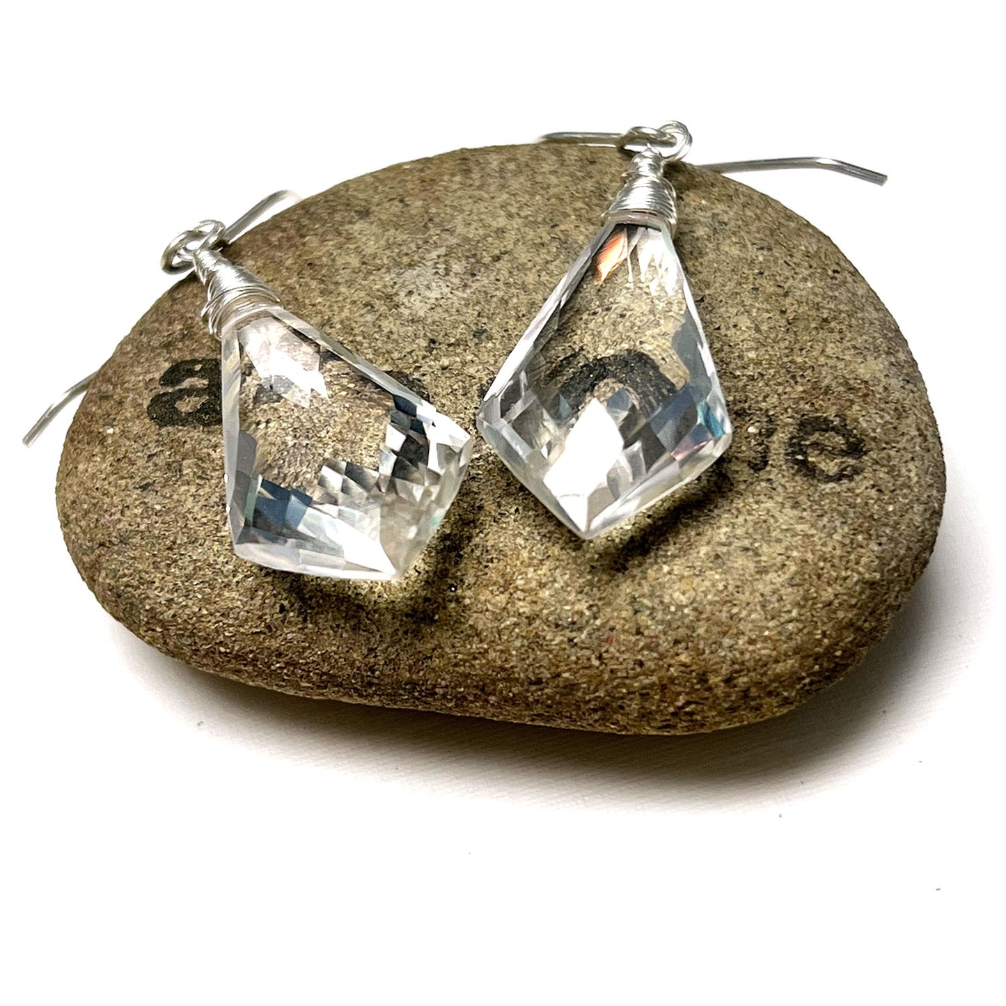 STERLING SILVER CLEAR QUARTZ EARRINGS - POWER TO ELEVATE TALISMAN
