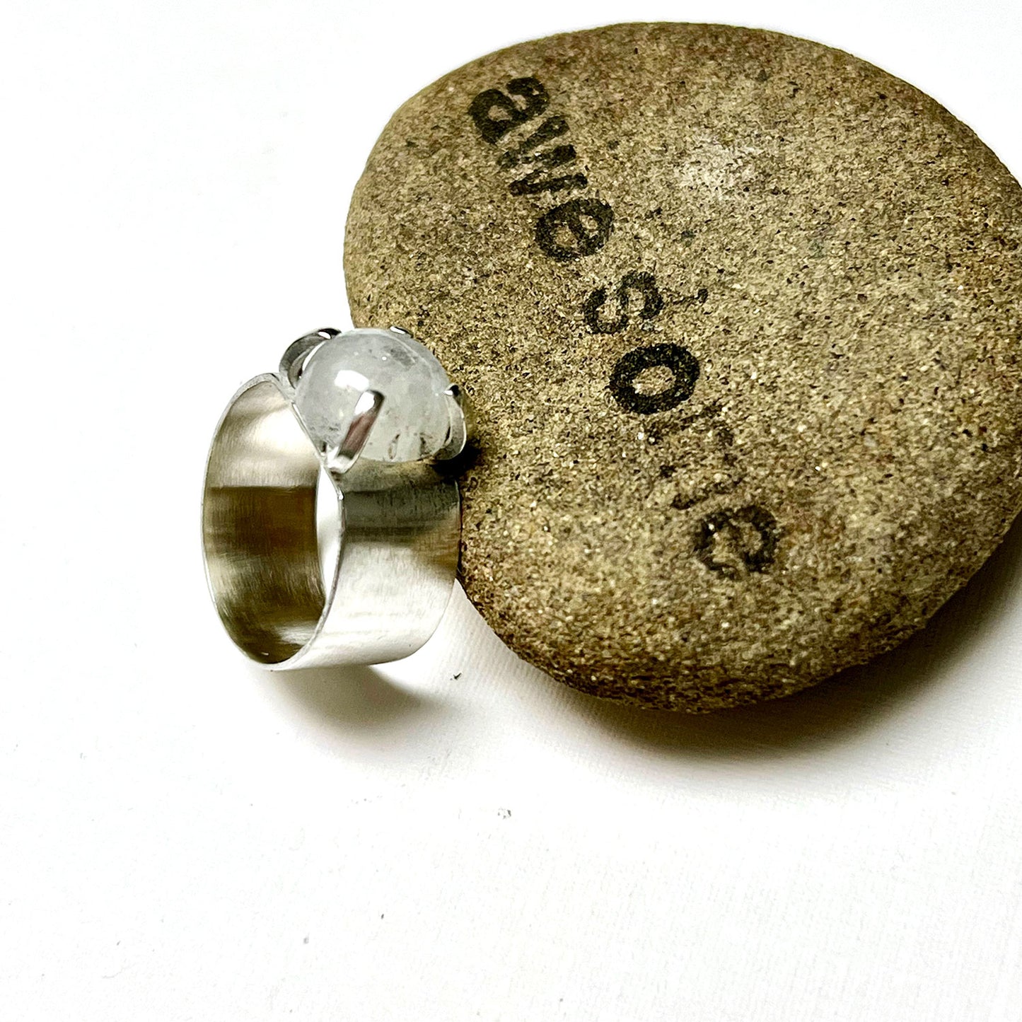 STERLING SILVER RAINBOW MOONSTONE RING - INNER BEAUTY TALISMAN