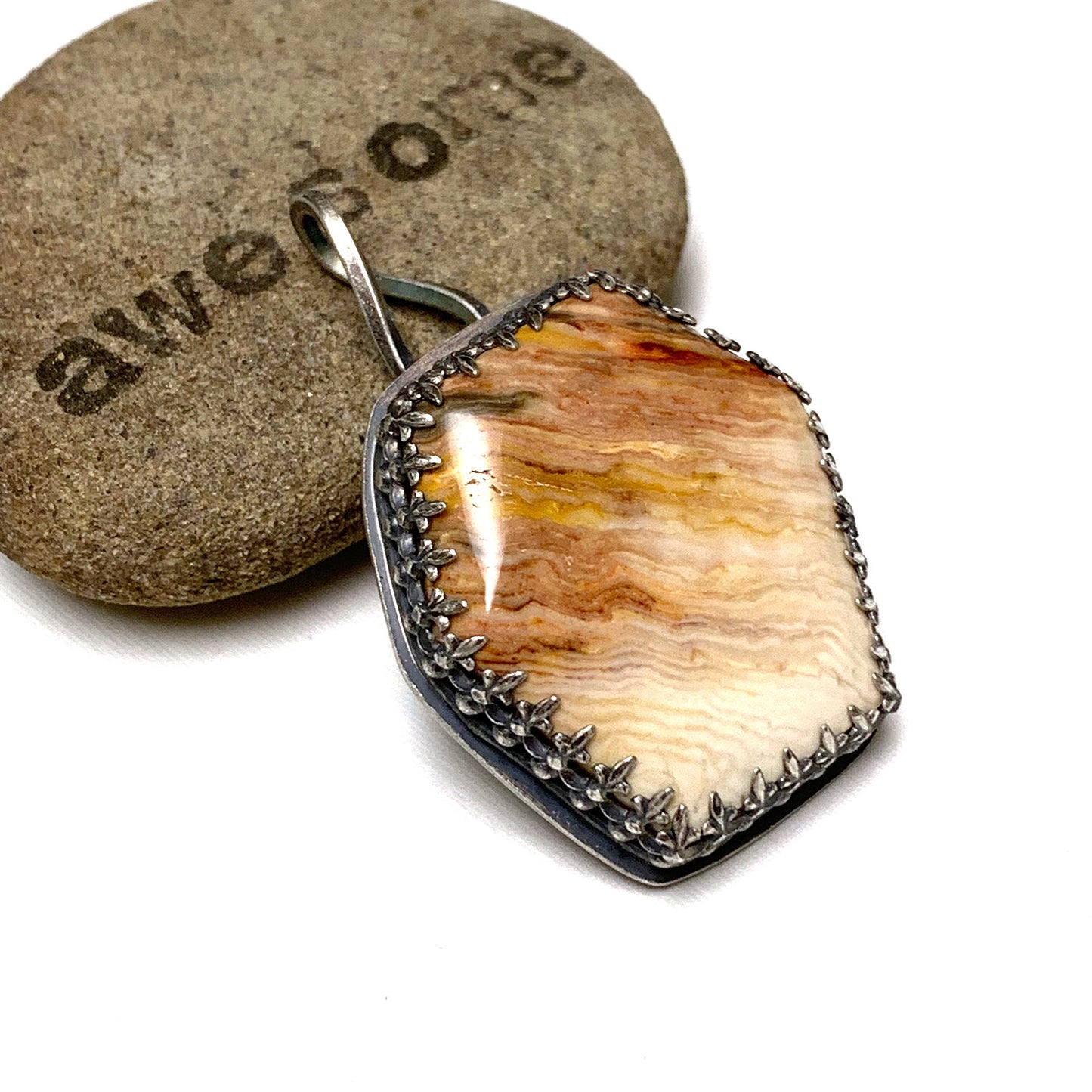 STERLING SILVER GOTHIC SUNSET JASPER NECKLACE - MOTHER EARTH TALISMAN