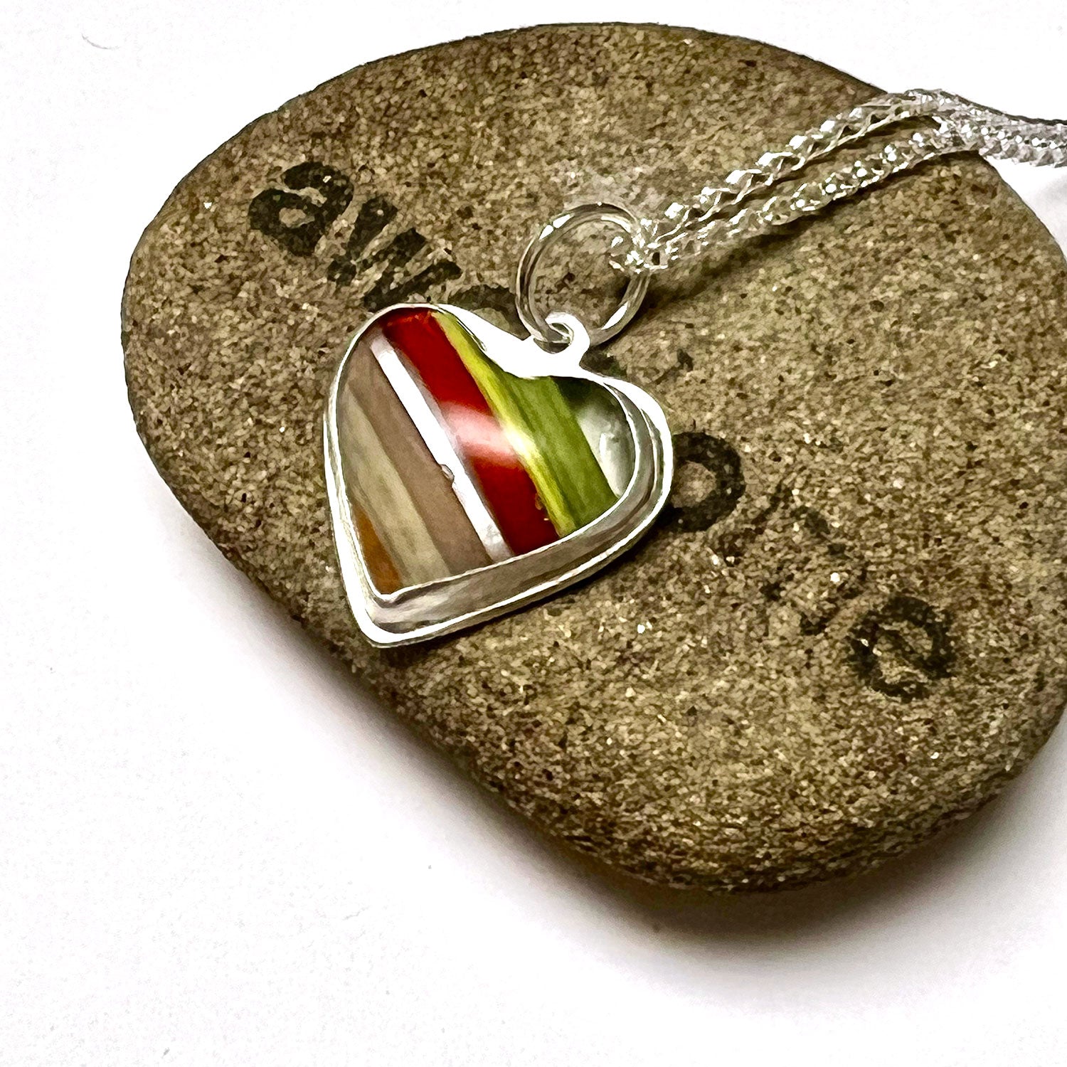 STERLING SILVER SURFITE HEART NECKLACE TRUE LOVE TALISMAN