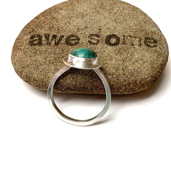 STERLING SILVER TURQUOISE BEZEL RING - HEAVEN AND EARTH TALISMAN