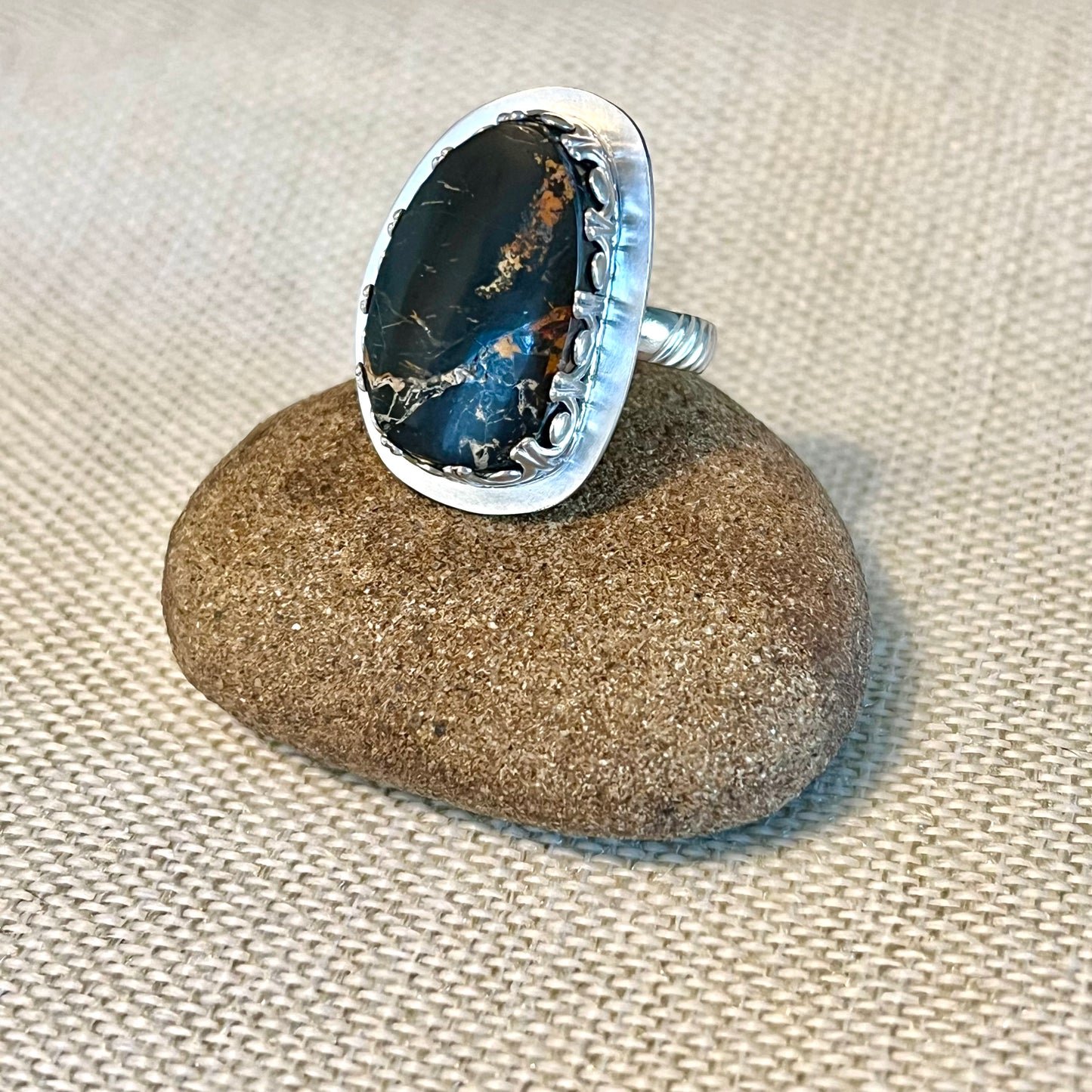 STERLING SILVER IRON BUFFALO RING - REBIRTH TALISMAN