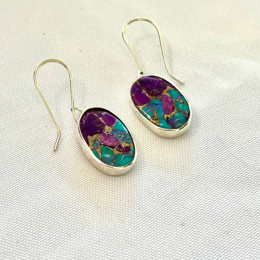 STERLING SILVER MOHAVE/BLUE TURQUOISE EARRINGS - HEAVEN AND EARTH TALISMAN