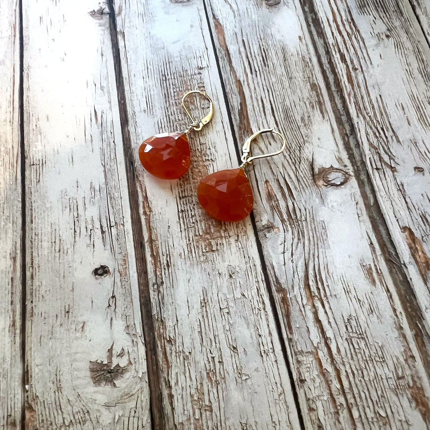 GOLD FILLED CARNELIAN EARRINGS - COURAGE TALISMAN