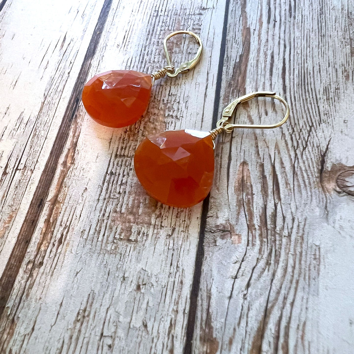 GOLD FILLED CARNELIAN EARRINGS - COURAGE TALISMAN