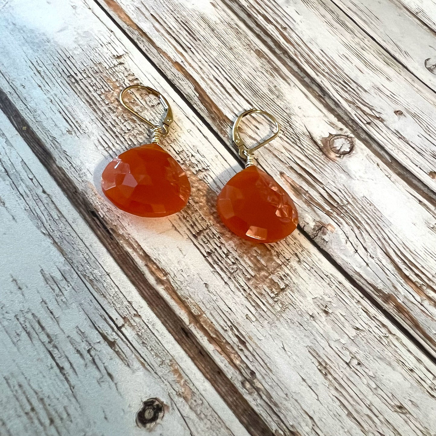 GOLD FILLED CARNELIAN EARRINGS - COURAGE TALISMAN
