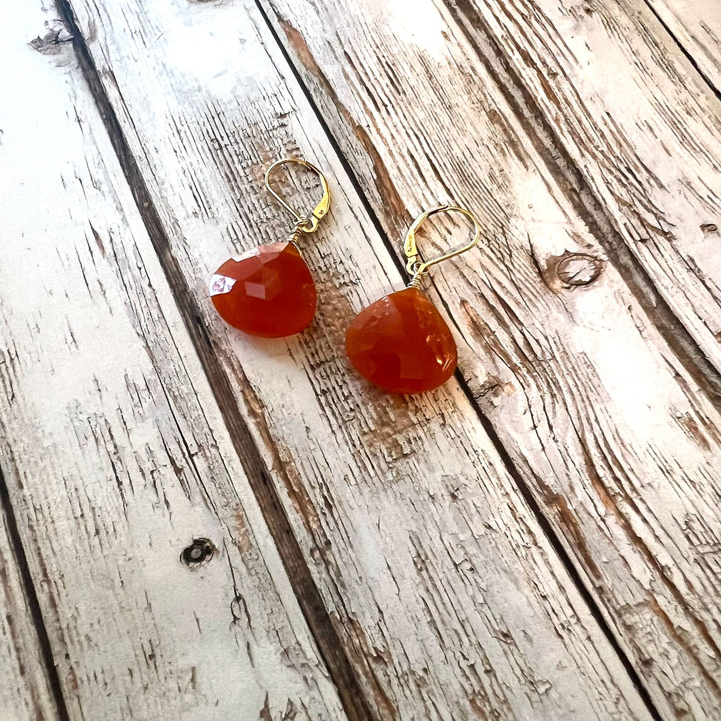 GOLD FILLED CARNELIAN EARRINGS - COURAGE TALISMAN