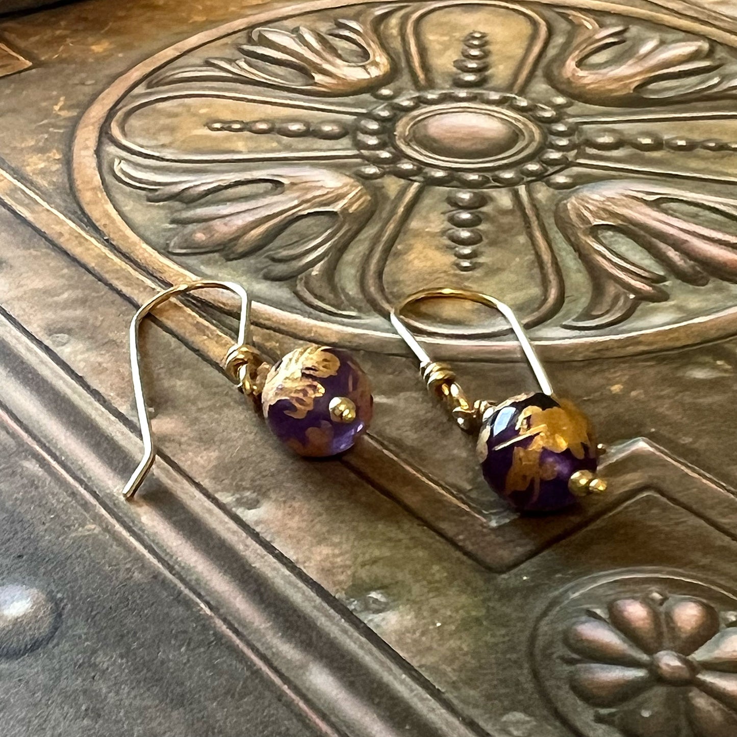 GOLD FILLED GOLDEN DRAGON EARRINGS - GOOD FORTUNE TALISMAN