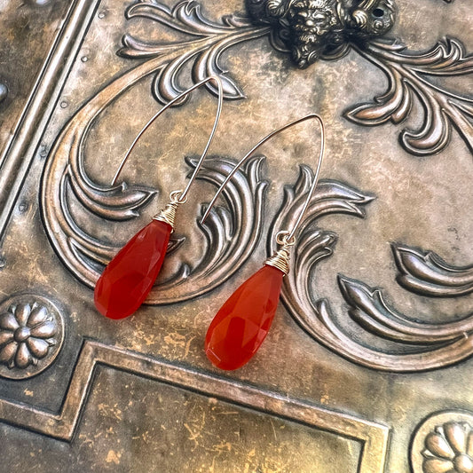 GOLD FILLED CARNELIAN EARRINGS - COURAGE TALISMAN