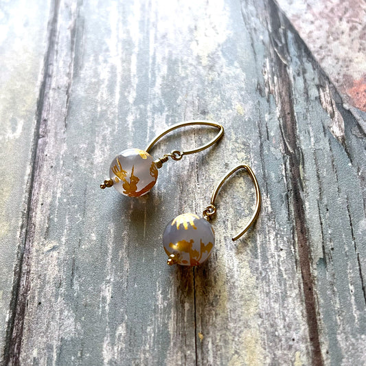 GOLD FILLED GOLDEN DRAGON EARRINGS - GOOD FORTUNE TALISMAN