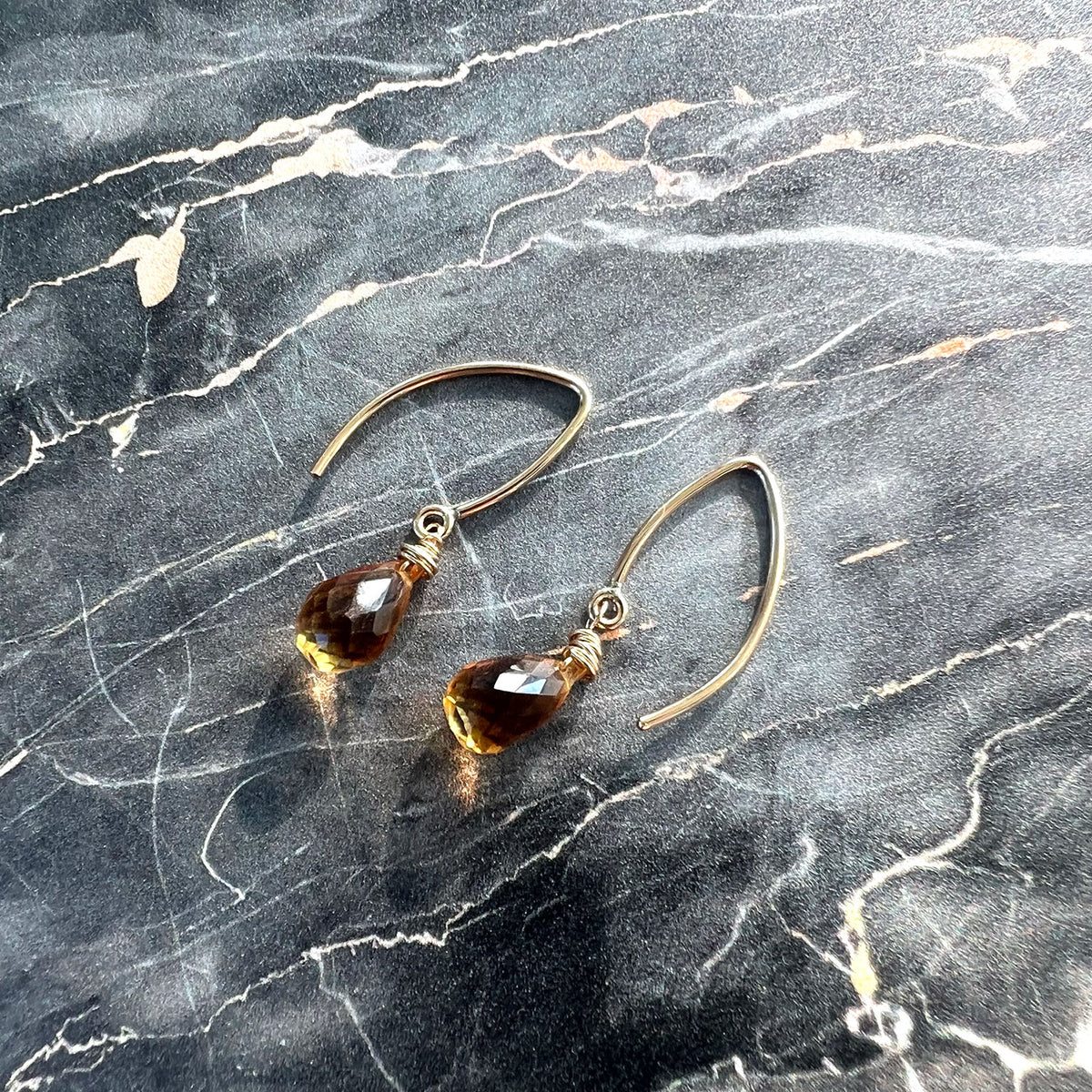 GOLD FILLED CITRINE EARRINGS - I BOW TALISMAN