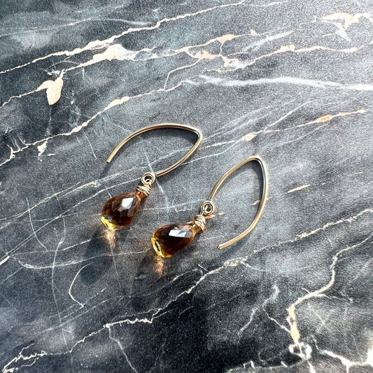 GOLD FILLED CITRINE EARRINGS - I BOW TALISMAN