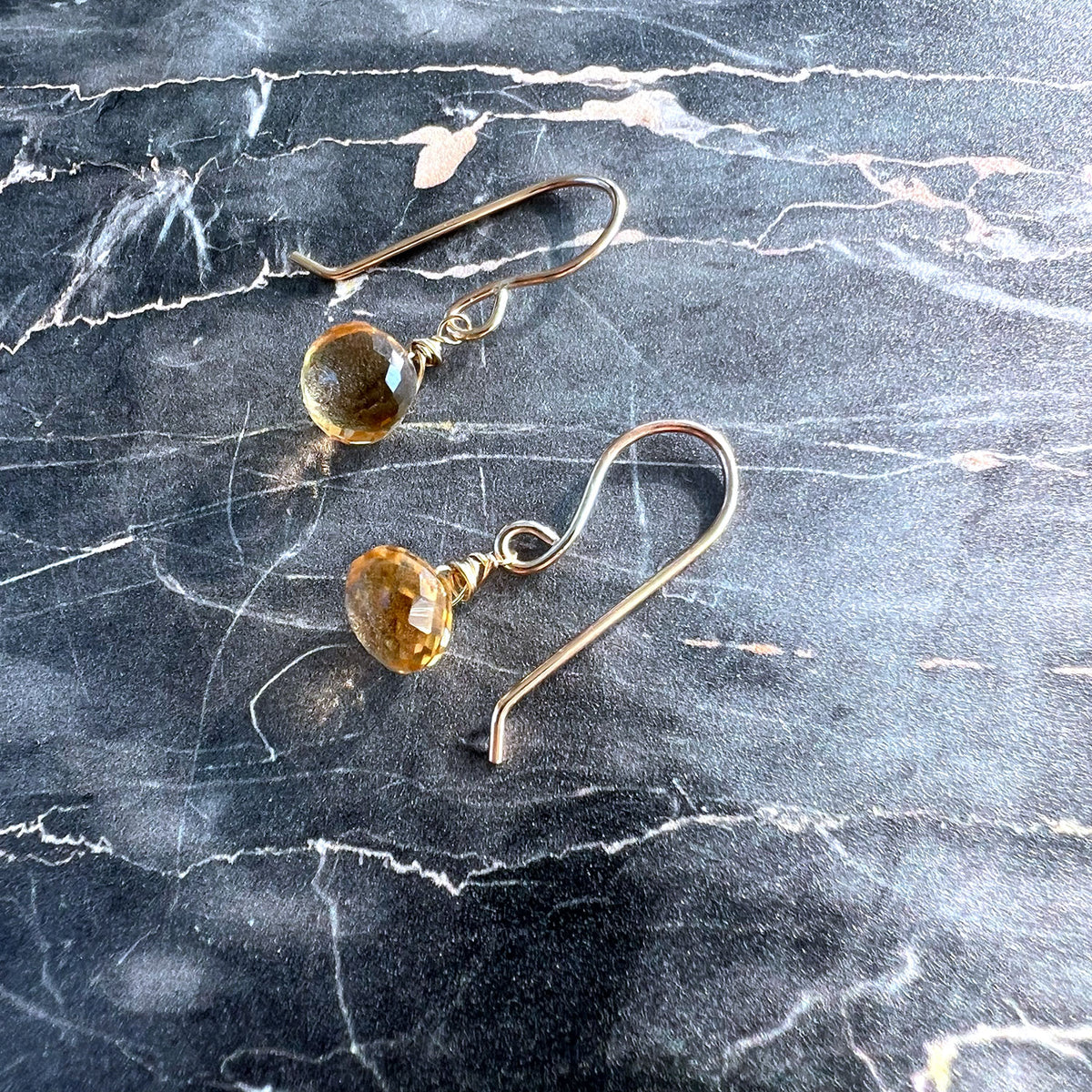 GOLD FILLED CITRINE EARRINGS - I BOW TALISMAN