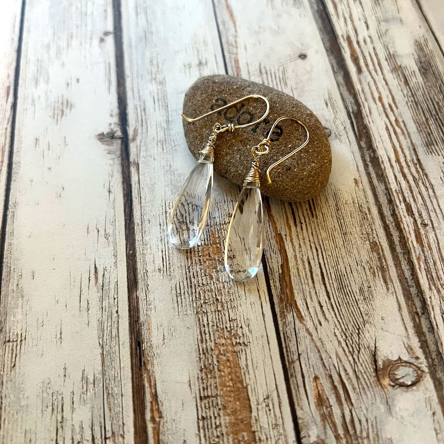 STERLING SILVER/GOLD FILLED CLEAR QUARTZ EARRINGS - POWER TO ELEVATE TALISMAN