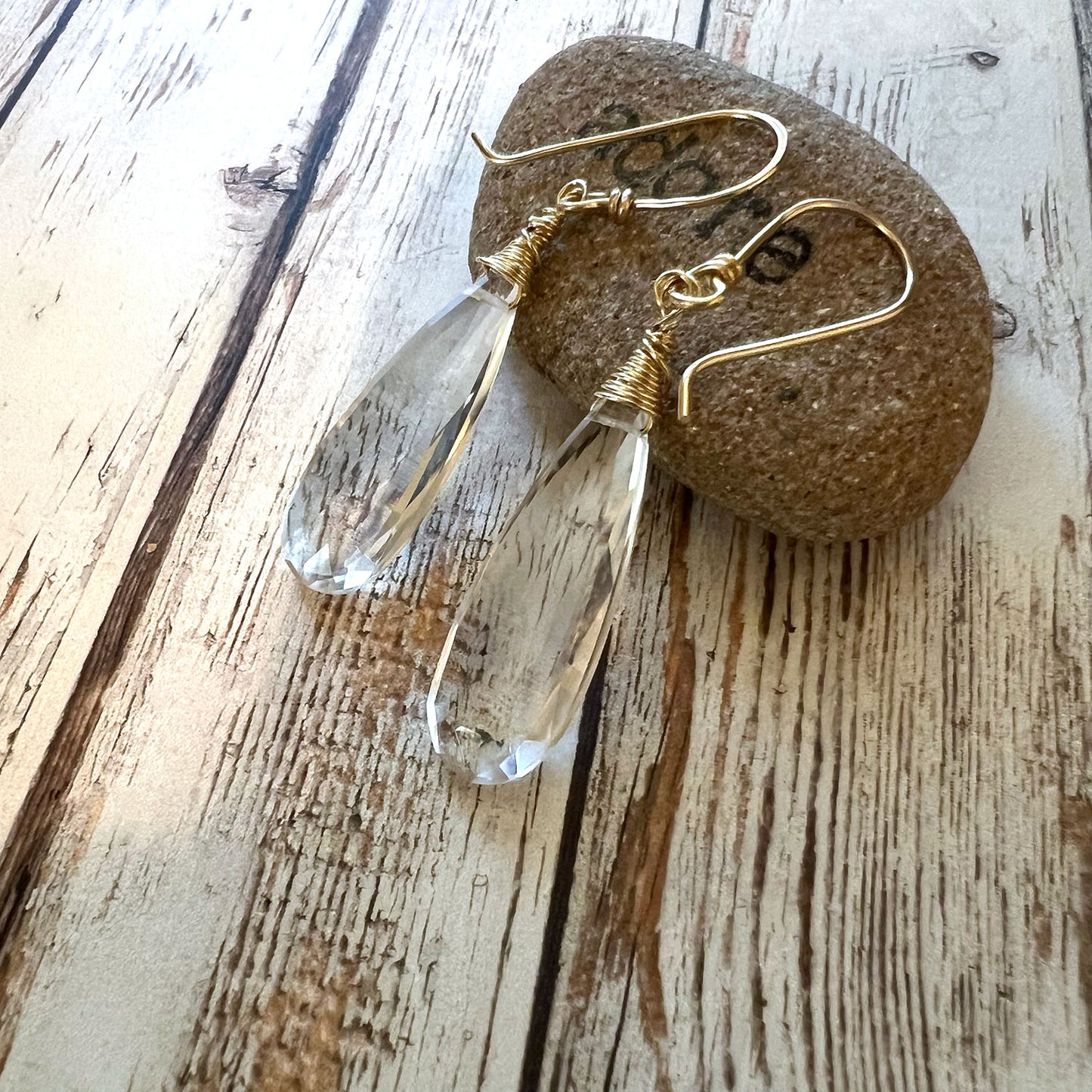 STERLING SILVER/GOLD FILLED CLEAR QUARTZ EARRINGS - POWER TO ELEVATE TALISMAN
