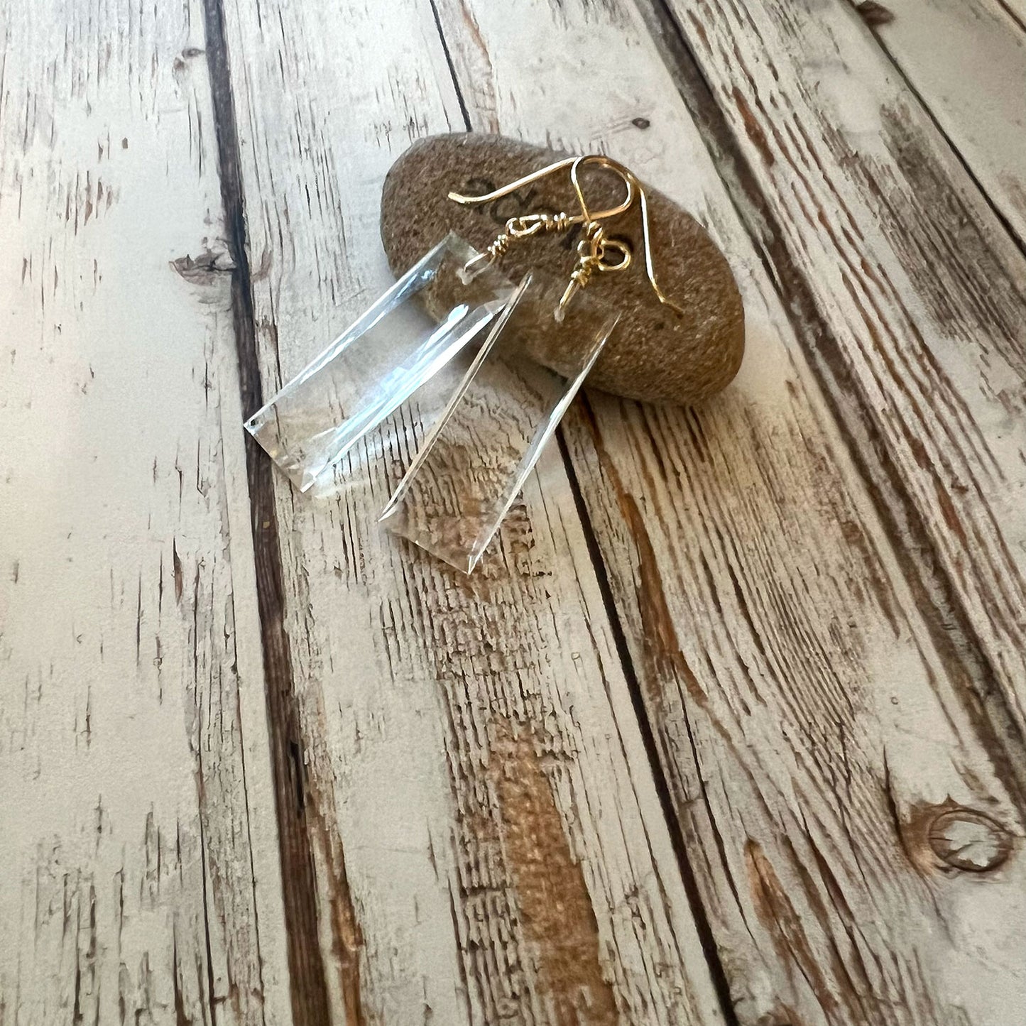 STERLING SILVER/GOLD FILLED CLEAR QUARTZ EARRINGS - POWER TO ELEVATE TALISMAN