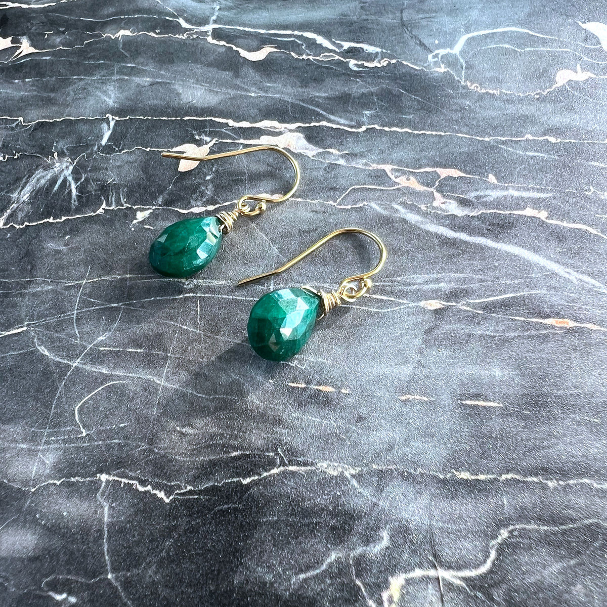 GOLD FILLED EMERALD EARRINGS - LOVE AND FRIENDSHIP TALISMAN